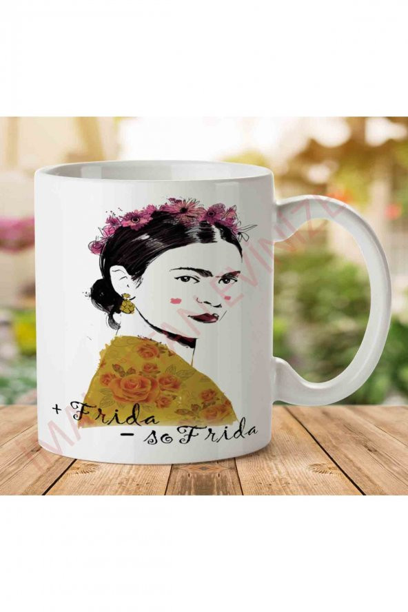 1-1009 Frida Kahlo İki Tarafı Baskılı Kupa Bardak