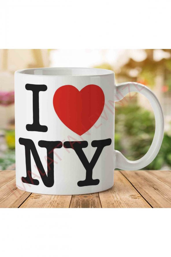 1-1071 I LOVE NY İki Tarafı Baskılı Kupa Bardak