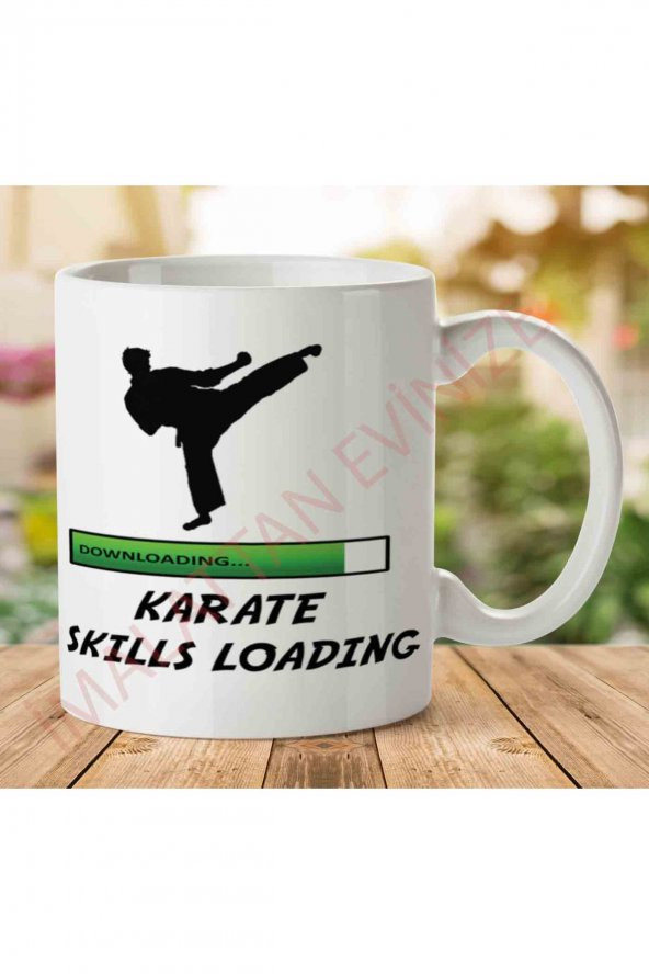 1-1092 Karate Skills Loading Karate Yükleniyor İki Tarafı Baskılı Kupa Bardak