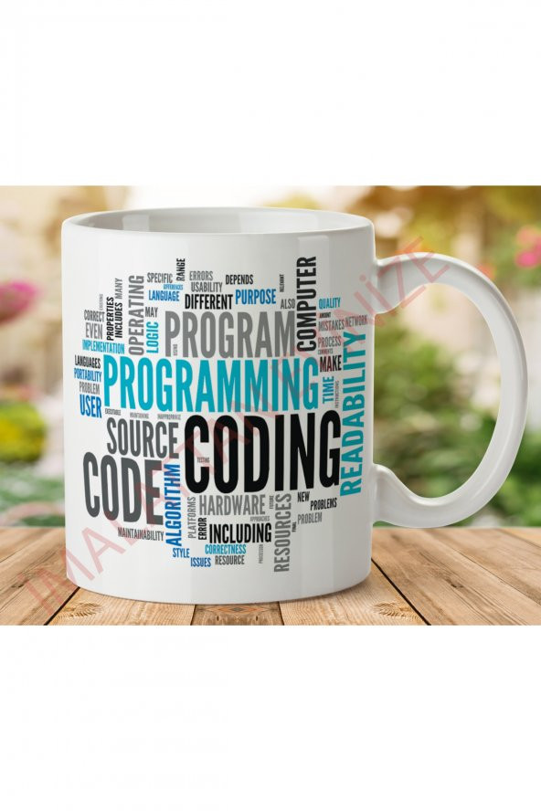 1-111 CODING İki Tarafı Baskılı Kupa Bardak