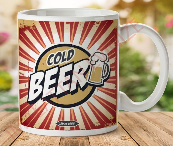 1-114 COLD BEER İki Tarafı Baskılı Kupa Bardak