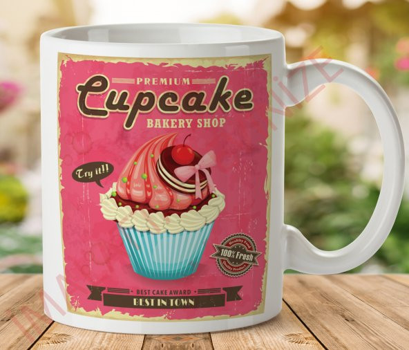 1-115 CUPCAKE FRESH İki Tarafı Baskılı Kupa Bardak