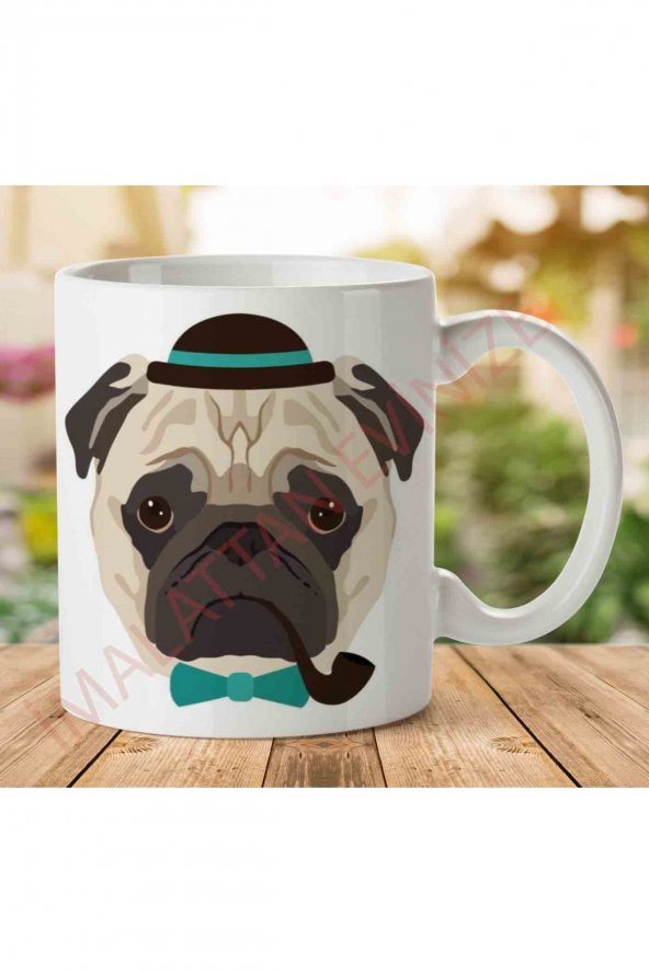 1-1171 Pug Perfil İki Tarafı Baskılı Kupa Bardak