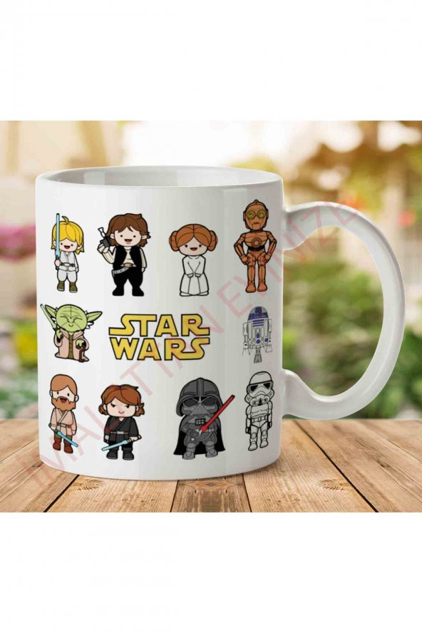 1-1230 Star Wars Karakterler İki Tarafı Baskılı Kupa Bardak
