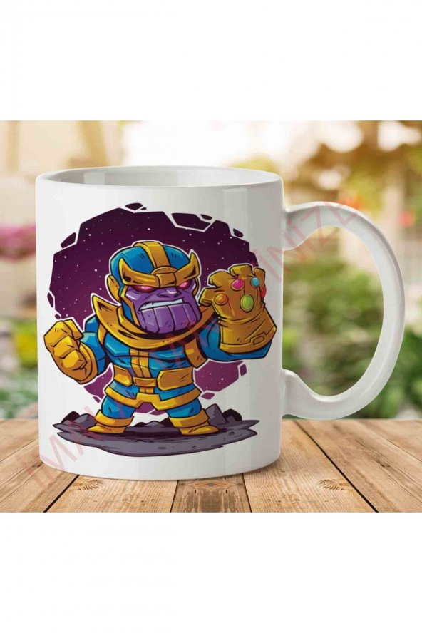 1-1243 Thanos Chibi İki Tarafı Baskılı Kupa Bardak