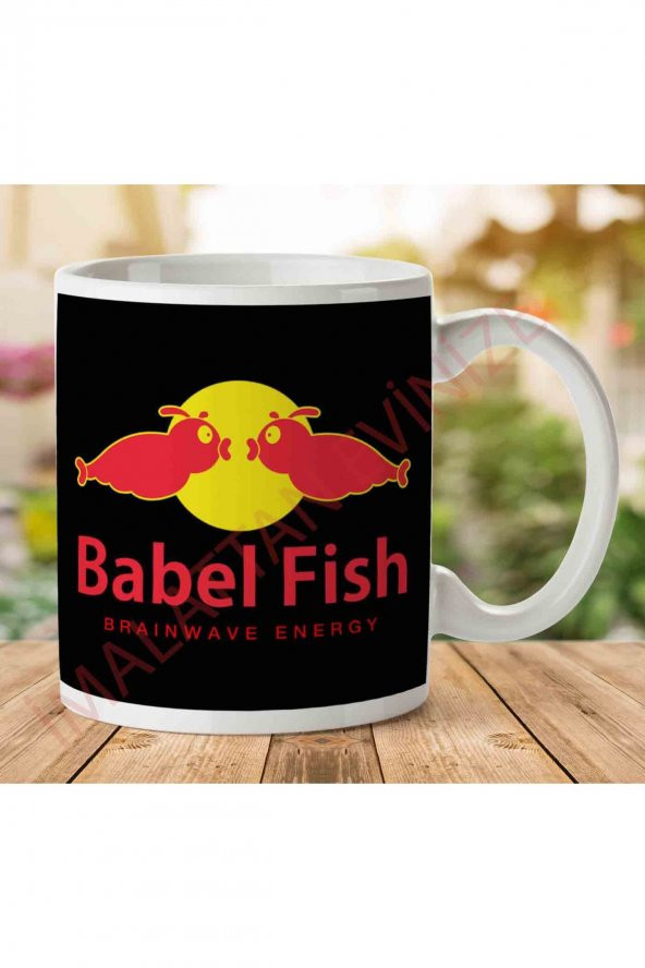 1-1279 Babel Fish Brainwave Energy İki Tarafı Baskılı Kupa Bardak