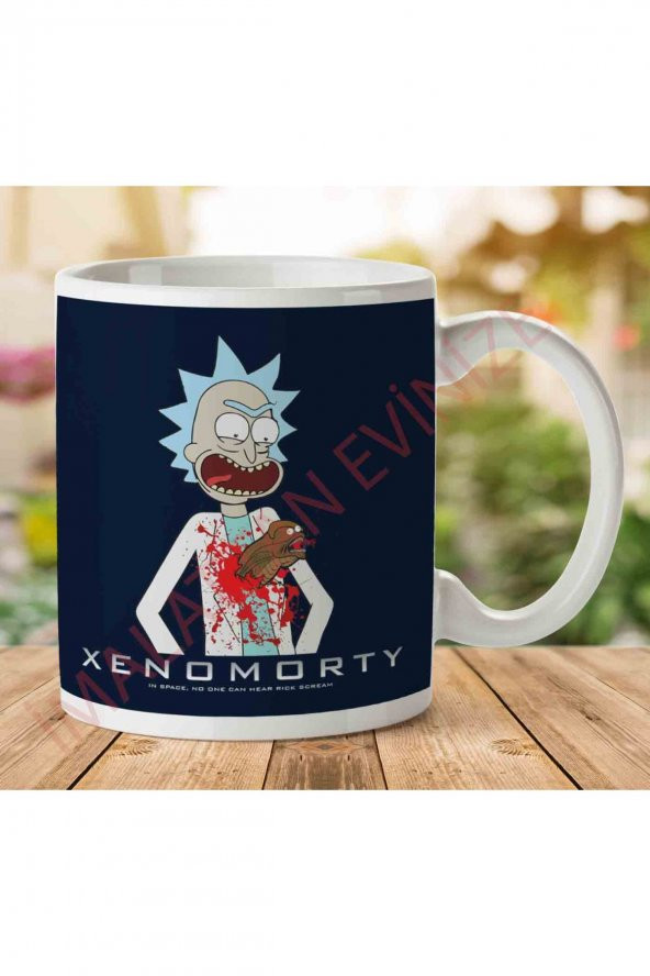 1-1288 Chestburster Xenomorty Rick And Morty Alien İki Tarafı Baskılı Kupa Bardak