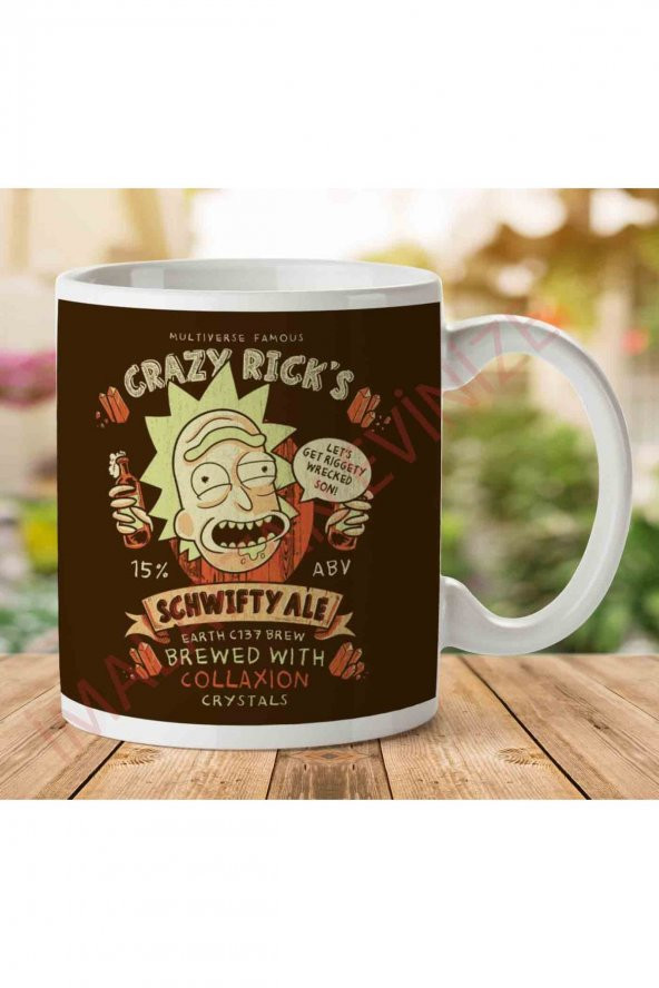 1-1299 Crazy Ricks Schwifty Ale Rick And Morty İki Tarafı Baskılı Kupa Bardak