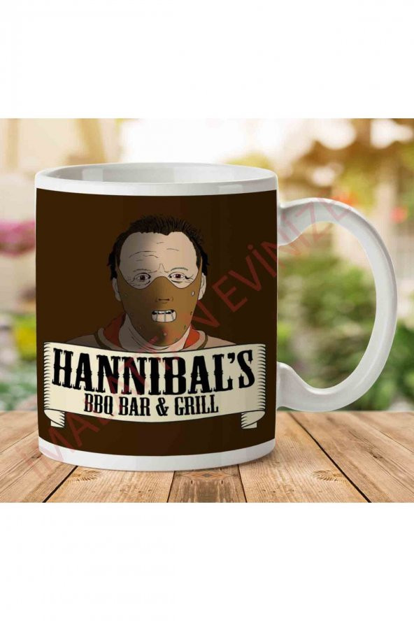 1-1439 Hannibals BBQ Bar And Grill İki Tarafı Baskılı Kupa Bardak