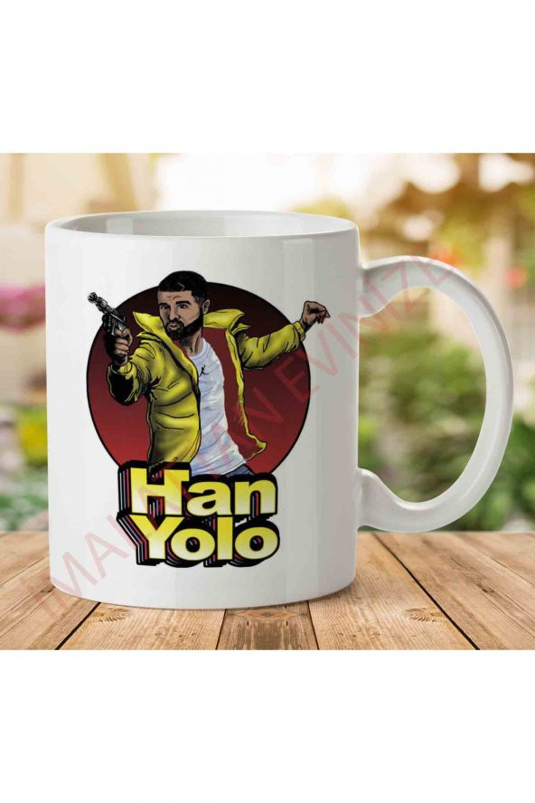 1-1438 Han Yolo Drake Star Wars İki Tarafı Baskılı Kupa Bardak