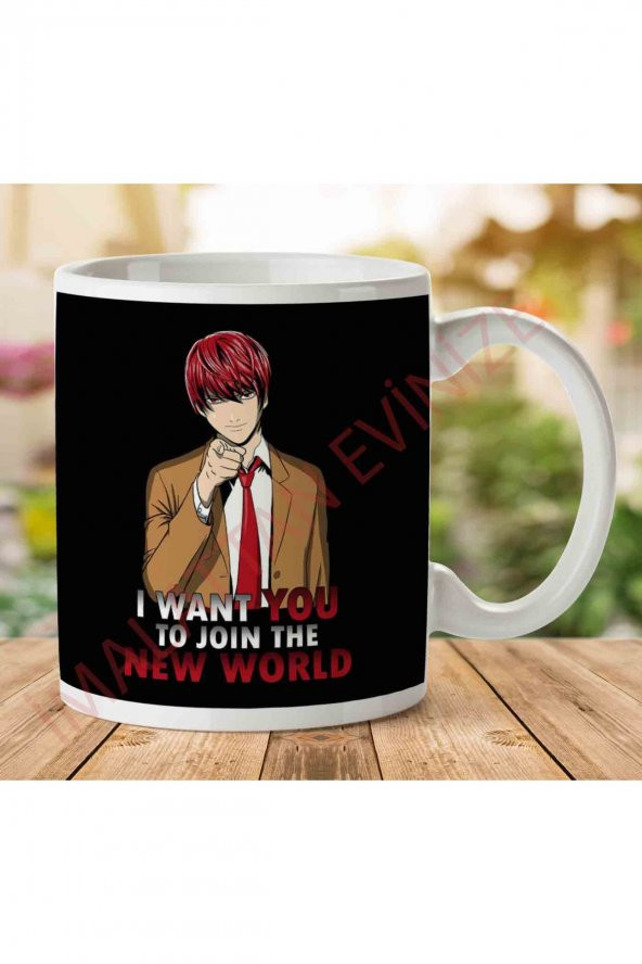 1-1464 I Want You To Join The New World Support Kira İki Tarafı Baskılı Kupa Bardak