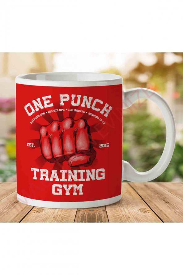 1-1635 One Punch Man Gym İki Tarafı Baskılı Kupa Bardak