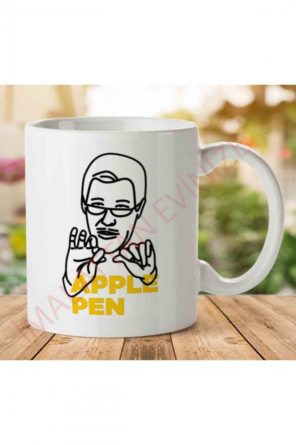 1-1658 Pikotaro PPAP Pen Pineapple Apple Pen İki Tarafı Baskılı Kupa Bardak