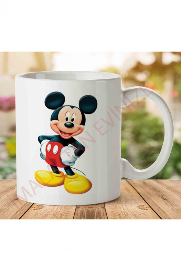 1-1674 Mickey Mouse İki Tarafı Baskılı Kupa Bardak
