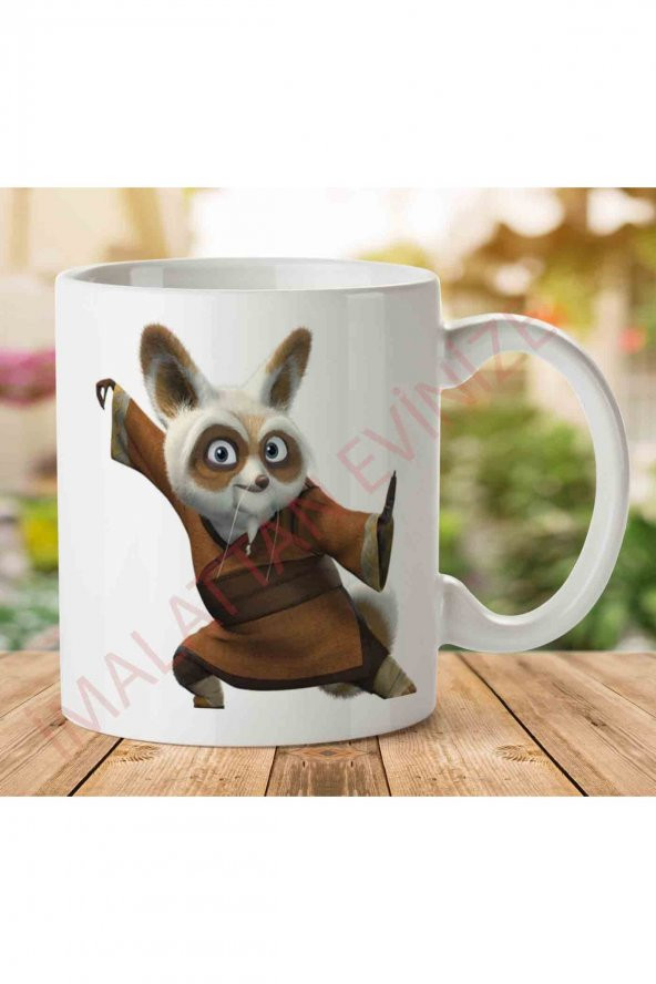 1-1687 Kung Fu Panda Usta Shifu İki Tarafı Baskılı Kupa Bardak