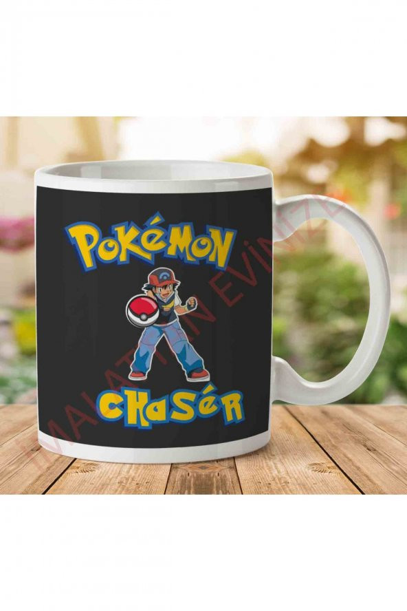 1-1718 Pokemon Chaser Ash İki Tarafı Baskılı Kupa Bardak