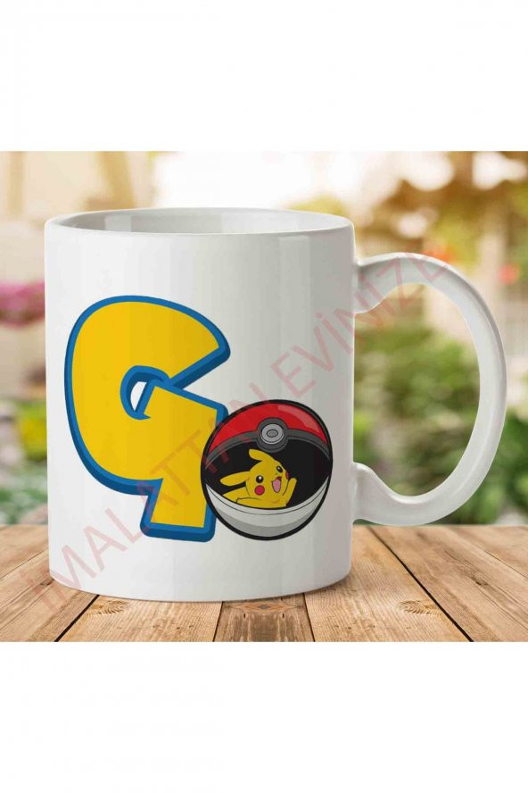 1-1730 Pokemon Go Pikachu Pokeball İki Tarafı Baskılı Kupa Bardak