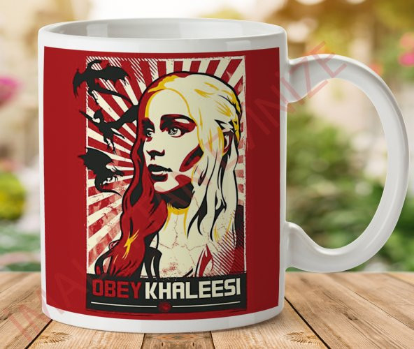 1-175 GAME OF THRONES-OBEY KHALEESİ İki Tarafı Baskılı Kupa Bardak