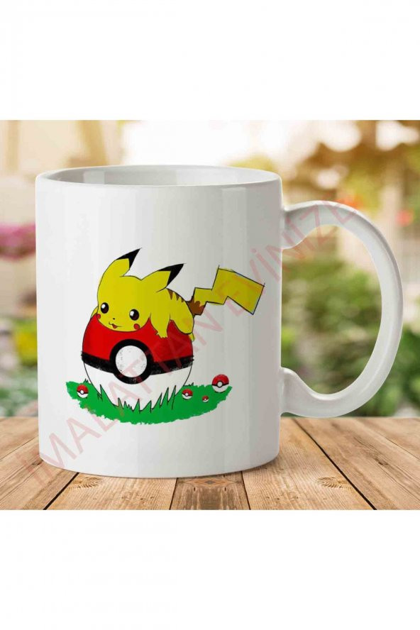 1-1751 Pokemon Pikachu On Holiday İki Tarafı Baskılı Kupa Bardak