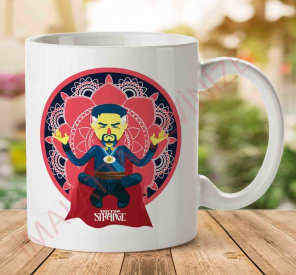 1-1769 Doctor Strange Cartoon Yoga Pose İki Tarafı Baskılı Kupa Bardak