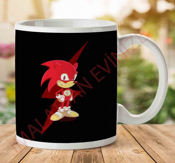 1-1818 Flash The Hedgehog Sonic İki Tarafı Baskılı Kupa Bardak