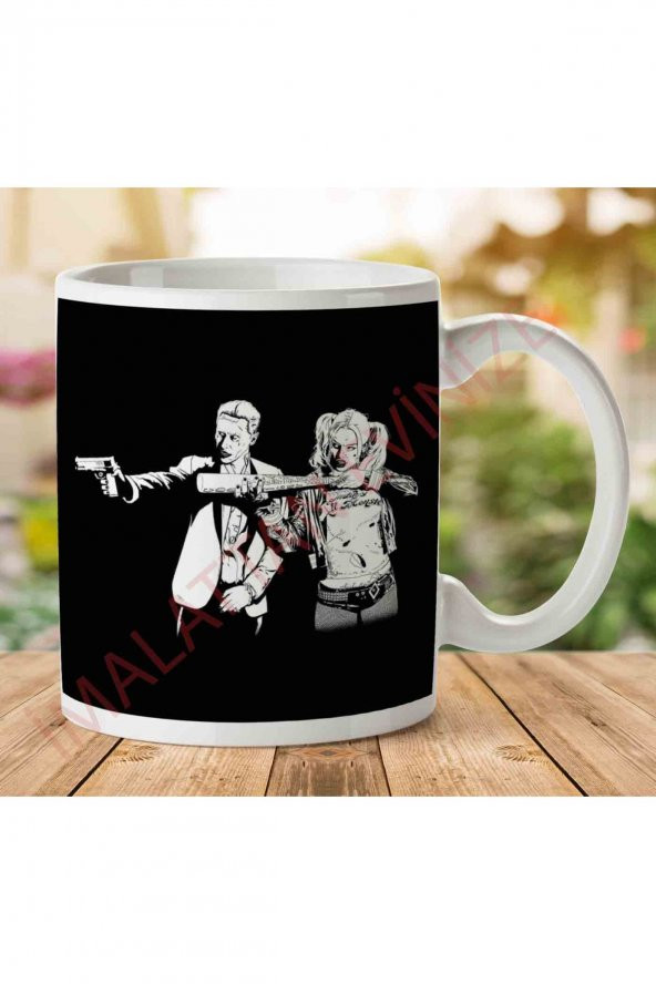 1-1860 Pulp Fiction Joker Harley Quinn Suicide Squad İki Tarafı Baskılı Kupa Bardak
