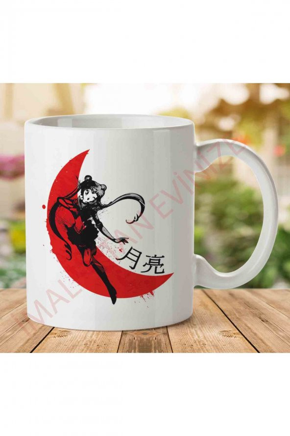1-1880 Red Sun Sailor Moon İki Tarafı Baskılı Kupa Bardak
