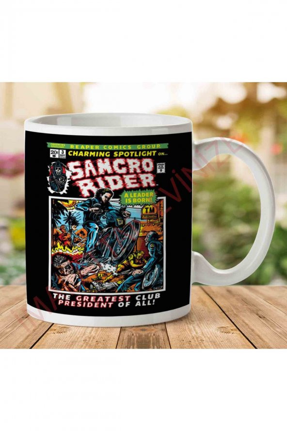 1-1918 Samcro Rider Sons Of Anarchy Comics Book İki Tarafı Baskılı Kupa Bardak