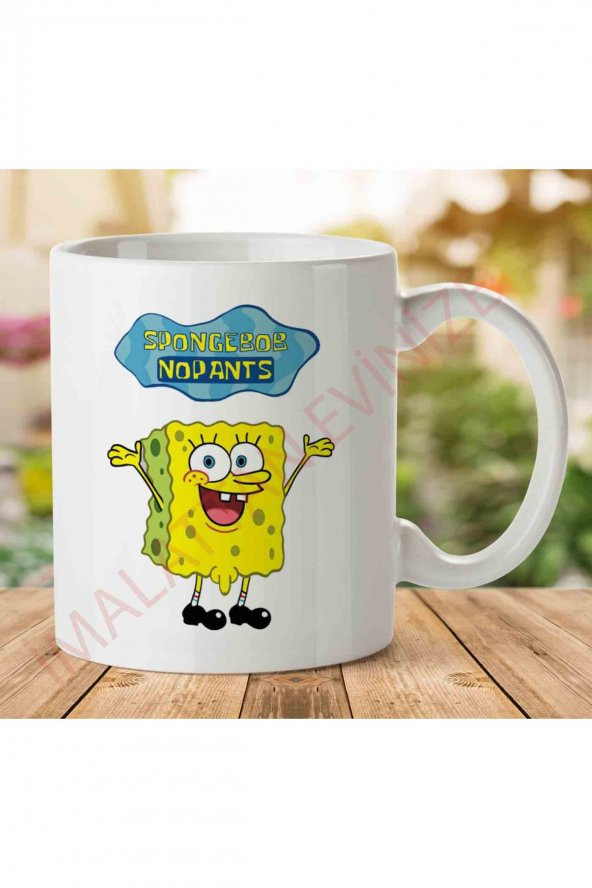 1-2013 SpongeBob No Pants SquarePants İki Tarafı Baskılı Kupa Bardak