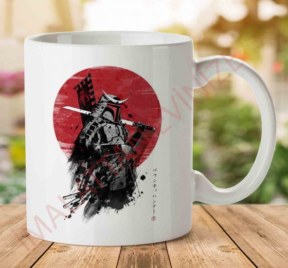 1-2059 Star Wars Mandalorian Samurai İki Tarafı Baskılı Kupa Bardak