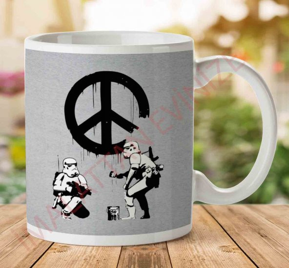 1-2071 Star Wars Stormtrooper Banksy İki Tarafı Baskılı Kupa Bardak