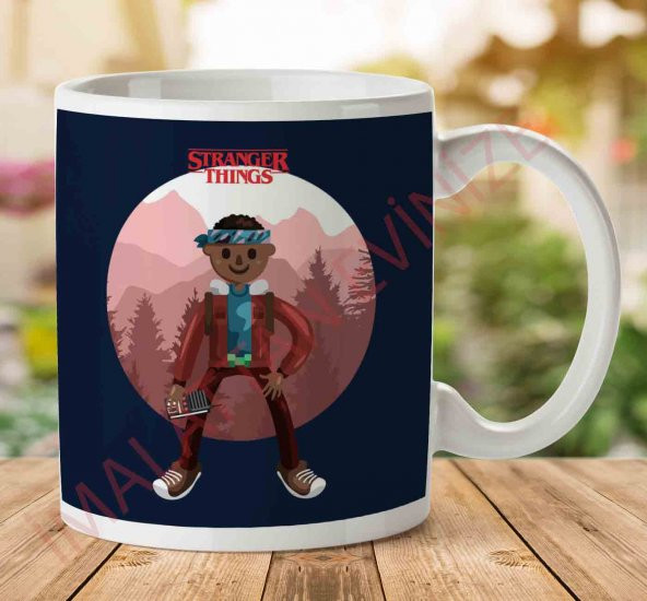 1-2102 Stranger Things Lucas Big İki Tarafı Baskılı Kupa Bardak