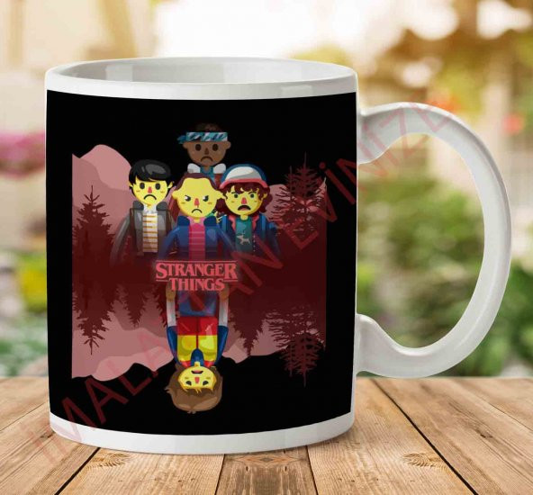 1-2099 Stranger Things Big Upside Down İki Tarafı Baskılı Kupa Bardak