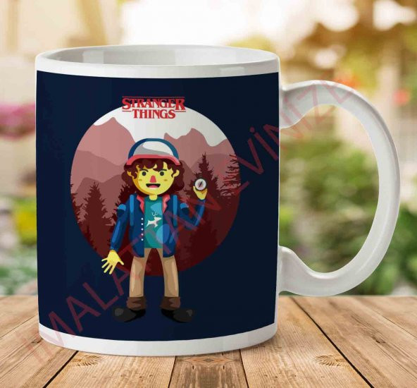 1-2100 Stranger Things Dustin Big İki Tarafı Baskılı Kupa Bardak