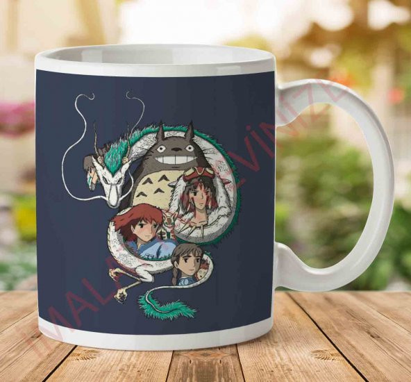 1-2111 Studio Ghibli Montage İki Tarafı Baskılı Kupa Bardak