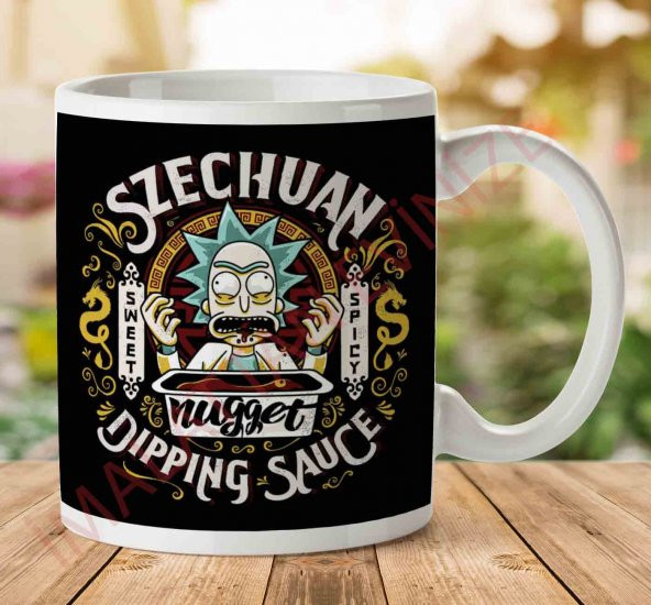 1-2162 Szechuan Dipping Sauce Rick And Morty İki Tarafı Baskılı Kupa Bardak