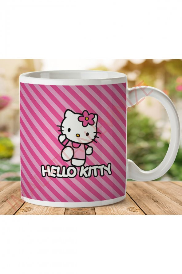 1-217 HELLO KITTI PENBE İki Tarafı Baskılı Kupa Bardak