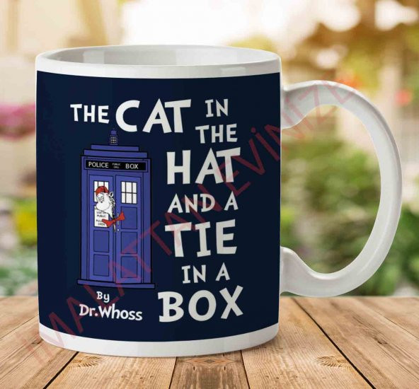 1-2177 The Cat In The Hat And Tie In A Box Doctor Who İki Tarafı Baskılı Kupa Bardak