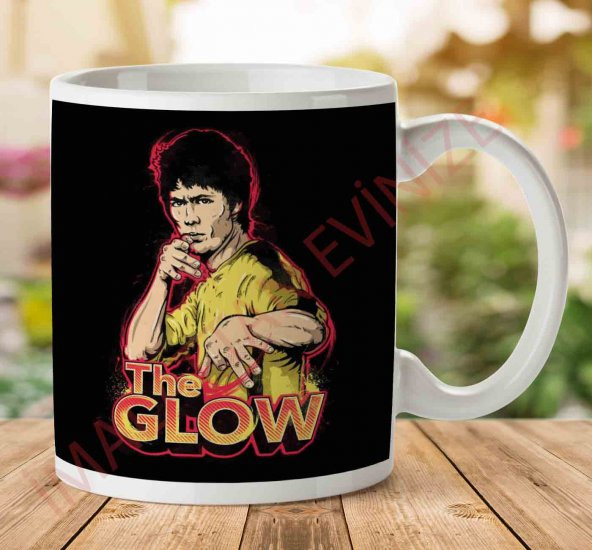 1-2183 The Glow Bruce Lee İki Tarafı Baskılı Kupa Bardak