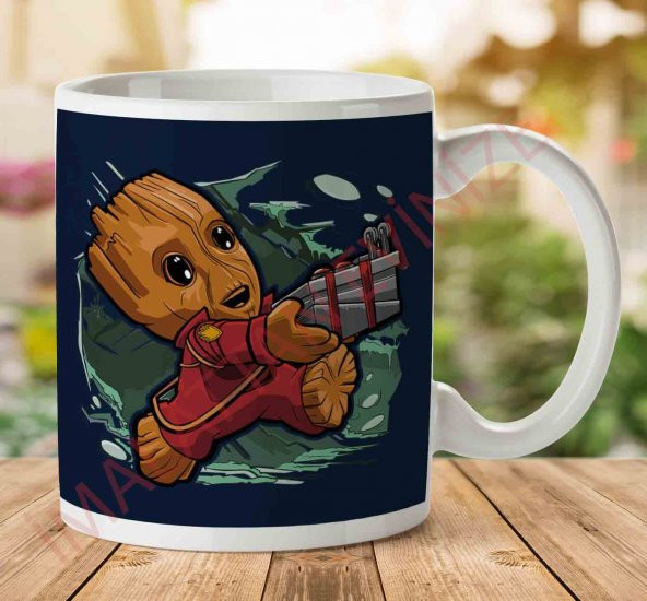 1-2220 Tiny Groot Guardians Of The Galaxy II İki Tarafı Baskılı Kupa Bardak