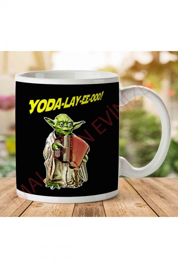 1-2264 Yoda Lay Ee Ooo Star Wars İki Tarafı Baskılı Kupa Bardak