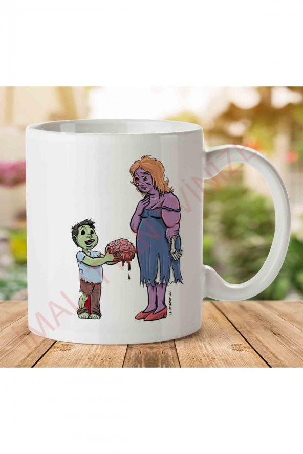 1-2273 Zombie Mama İki Tarafı Baskılı Kupa Bardak