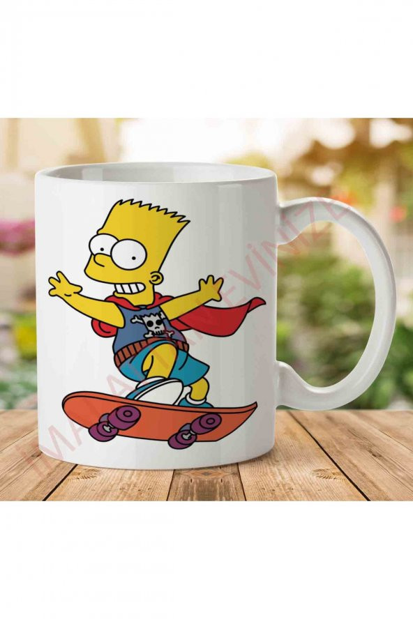 1-2302 Bart Simpson İki Tarafı Baskılı Kupa Bardak