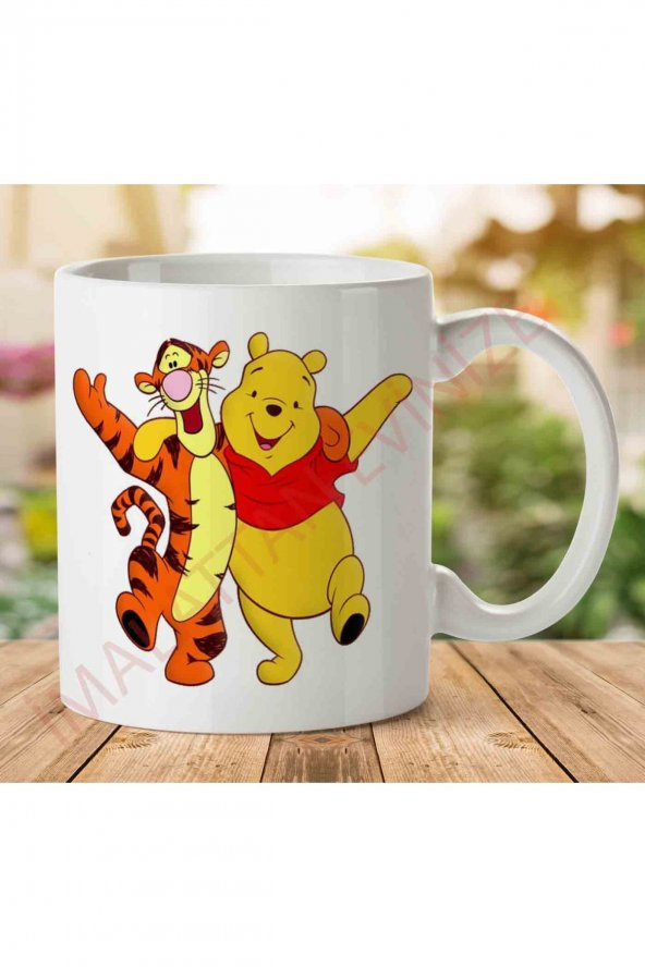 1-2318 Sevimli Ayı Winnie (Çizgi Film) İki Tarafı Baskılı Kupa Bardak