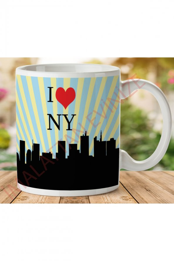 1-232 I LOVE NY 2 İki Tarafı Baskılı Kupa Bardak