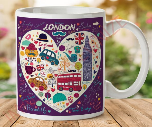 1-290 LONDRA KALP İki Tarafı Baskılı Kupa Bardak