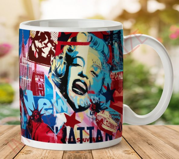 1-304 MARILY MONROE NEWYORK İki Tarafı Baskılı Kupa Bardak