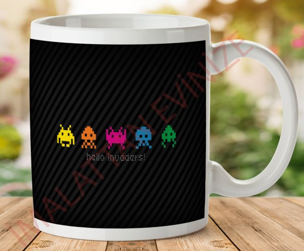1-360 SPACE INVADERS OYUN İki Tarafı Baskılı Kupa Bardak