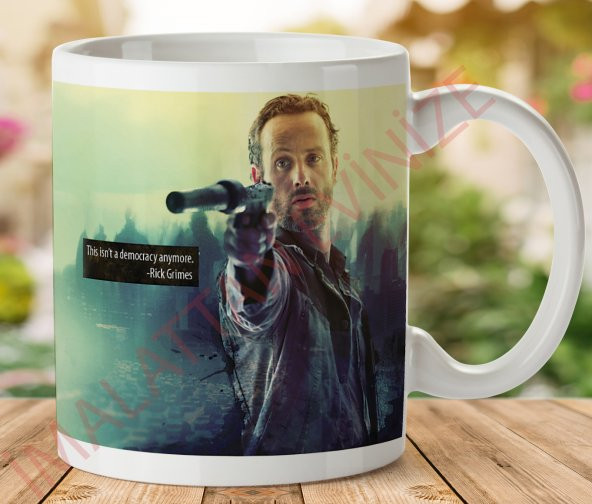 1-393 RICK GRIMES İki Tarafı Baskılı Kupa Bardak