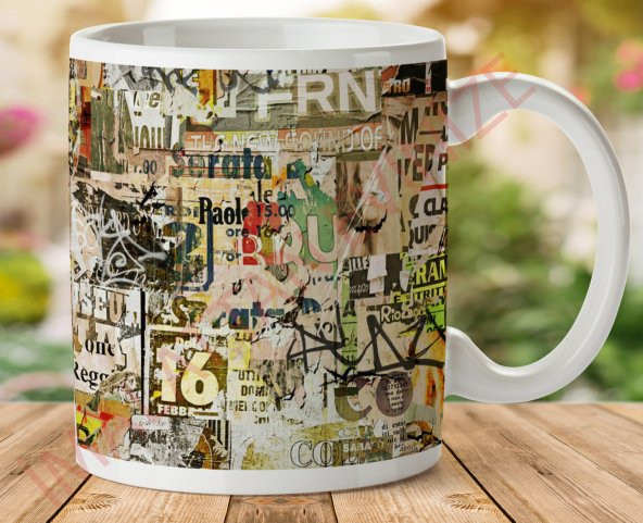 1-392 RETRO SEMBOLLER İki Tarafı Baskılı Kupa Bardak